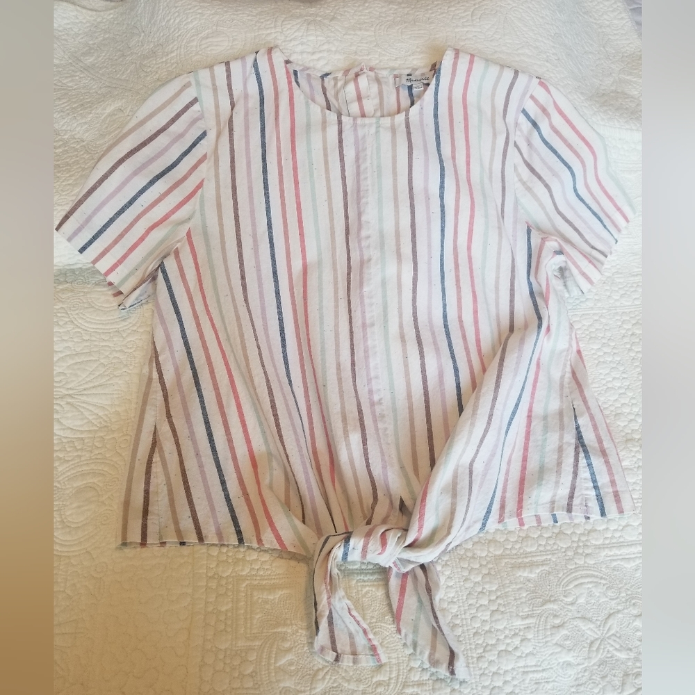 Madewell cotton short sleeve tie top